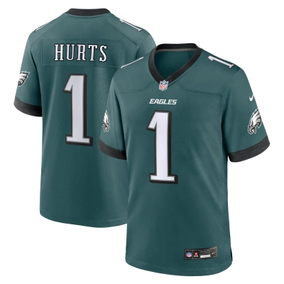 Men's Philadelphia Eagles Jalen Hurts Midnight Green Team Game Jersey 01