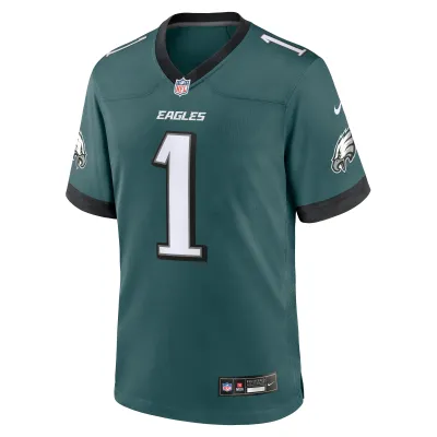 Men's Philadelphia Eagles Jalen Hurts Midnight Green Team Game Jersey 02
