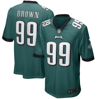 Men's Philadelphia Eagles Jerome Brown Midnight Green Game Retired Player Jersey 01