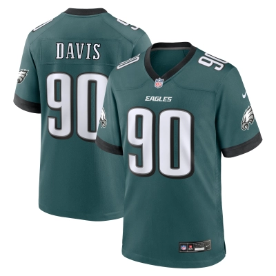 Men's Philadelphia Eagles Jordan Davis Midnight Green Team Game Jersey 01