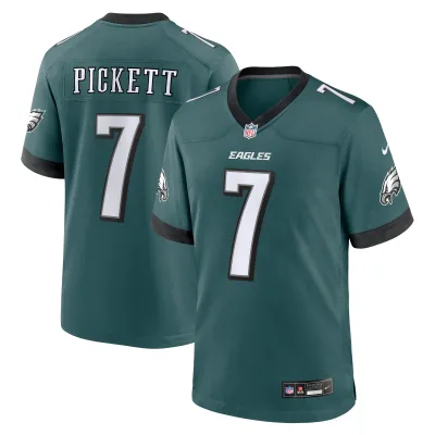 Men's Philadelphia Eagles Kenny Pickett Midnight Green Game Jersey 01