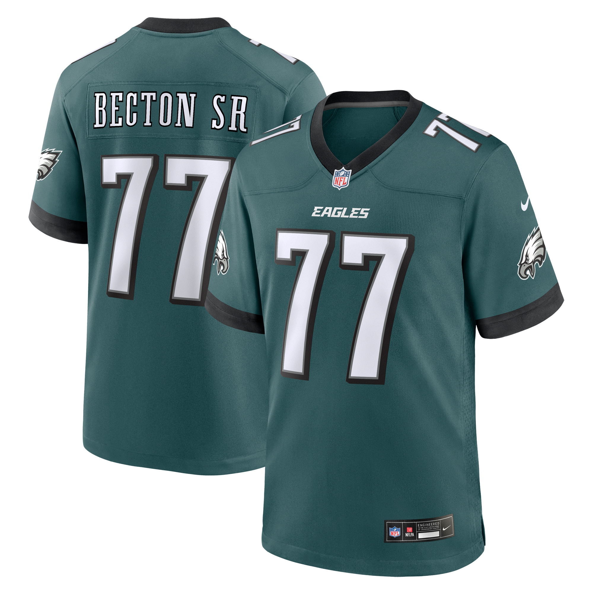 Men's Philadelphia Eagles Mekhi Becton Sr.  Midnight Green Game Jersey
