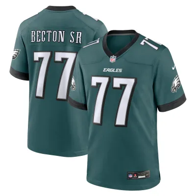 Men's Philadelphia Eagles Mekhi Becton Sr.  Midnight Green Game Jersey 01