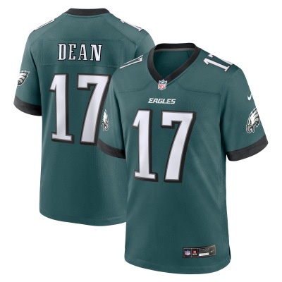 Men's Philadelphia Eagles Nakobe Dean Midnight Green Team Game Jersey 01