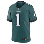 Men's Philadelphia Eagles Number 1 Groom Midnight Green Game Jersey
