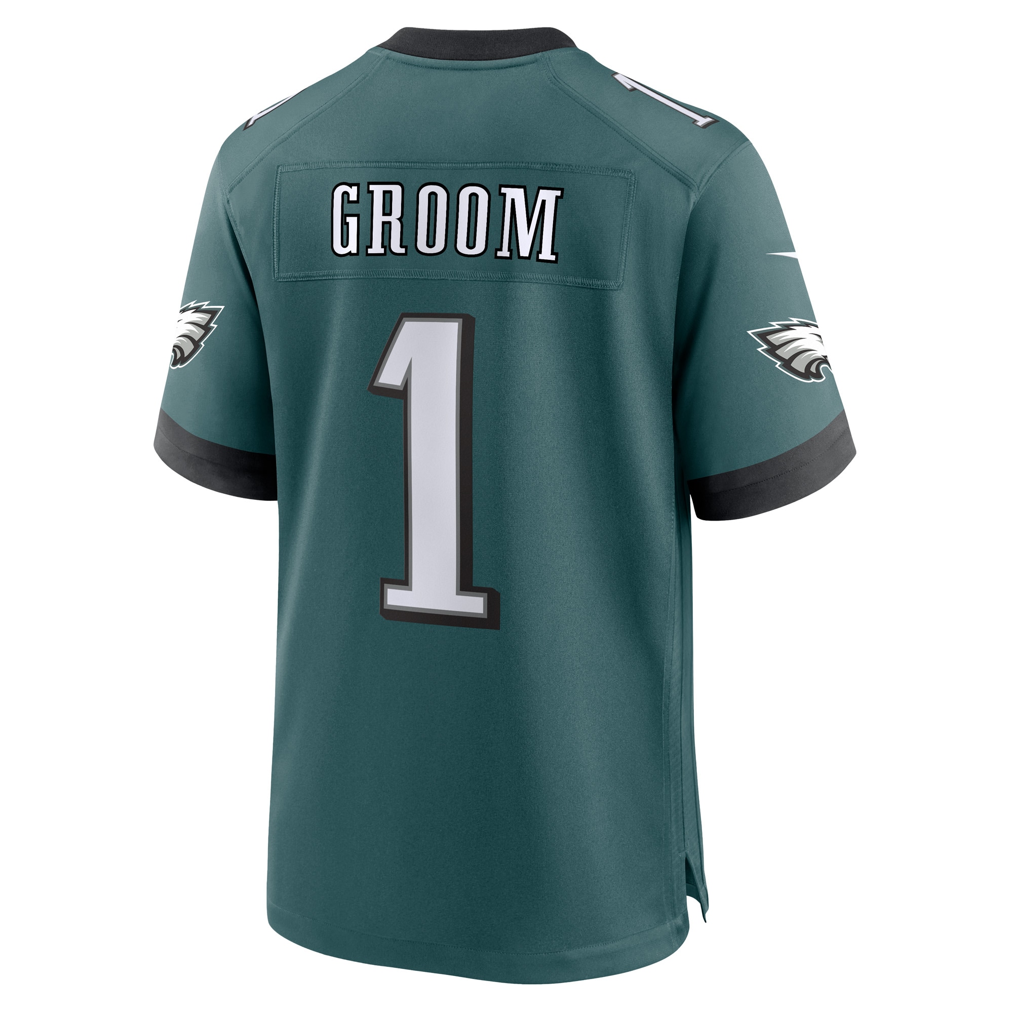 Men's Philadelphia Eagles Number 1 Groom Midnight Green Game Jersey
