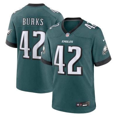 Men's Philadelphia Eagles Oren Burks Midnight Green Game Jersey 01