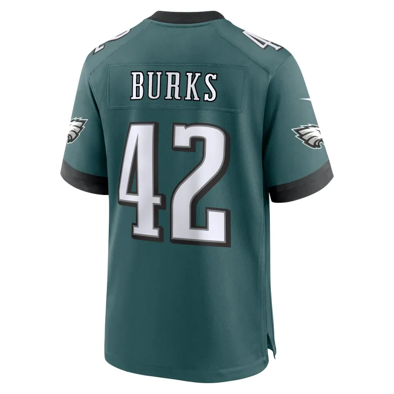 Men's Philadelphia Eagles Oren Burks Midnight Green Game Jersey