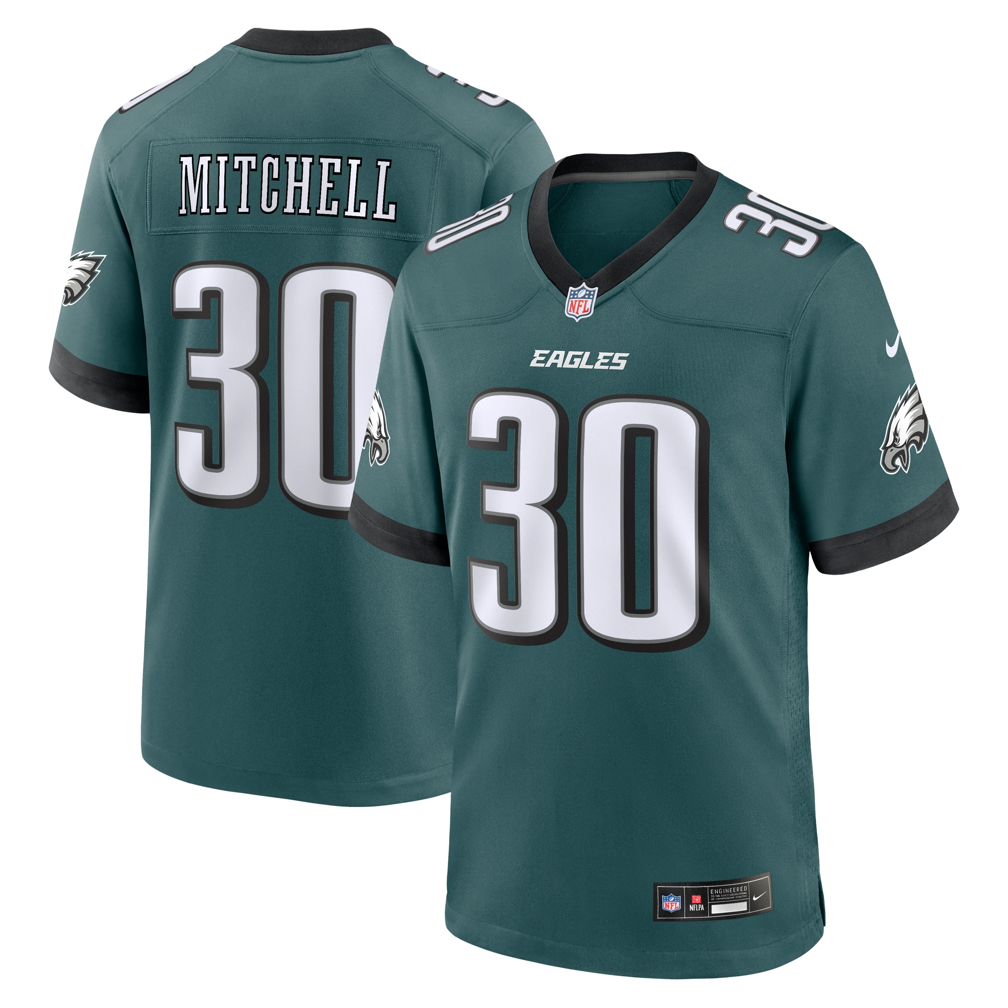 Men's Philadelphia Eagles Quinyon Mitchell Midnight Green 2024 NFL Draft First Round Pick Player Game Jersey