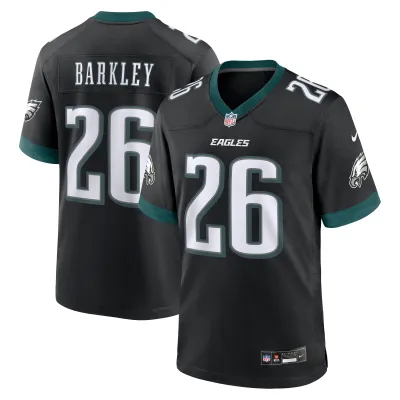 Men's Philadelphia Eagles Saquon Barkley  Black Alternate Game Jersey 01