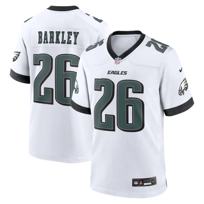 Men's Philadelphia Eagles Saquon Barkley  White White Game Jersey 01
