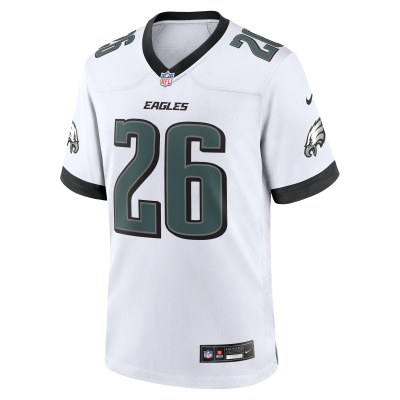 Men's Philadelphia Eagles Saquon Barkley  White White Game Jersey 02