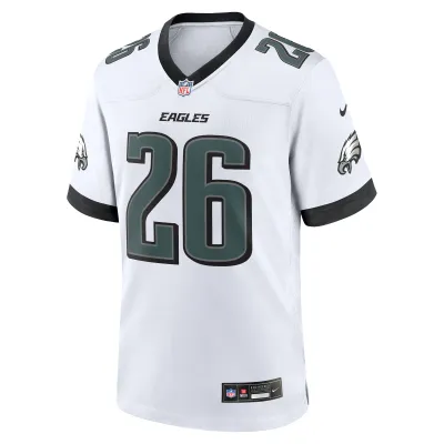 Men's Philadelphia Eagles Saquon Barkley  White White Game Jersey 02