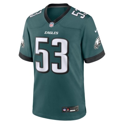 Men's Philadelphia Eagles Zach Baun Midnight Green Game Jersey 02