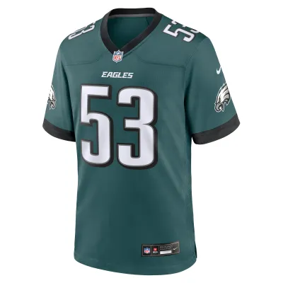 Men's Philadelphia Eagles Zach Baun Midnight Green Game Jersey 02