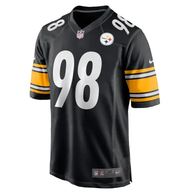 Men's Pittsburgh Steelers DeMarvin Leal Black Game Player Jersey 02