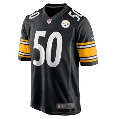 Men's Pittsburgh Steelers Elandon Roberts  Black Game Jersey 02