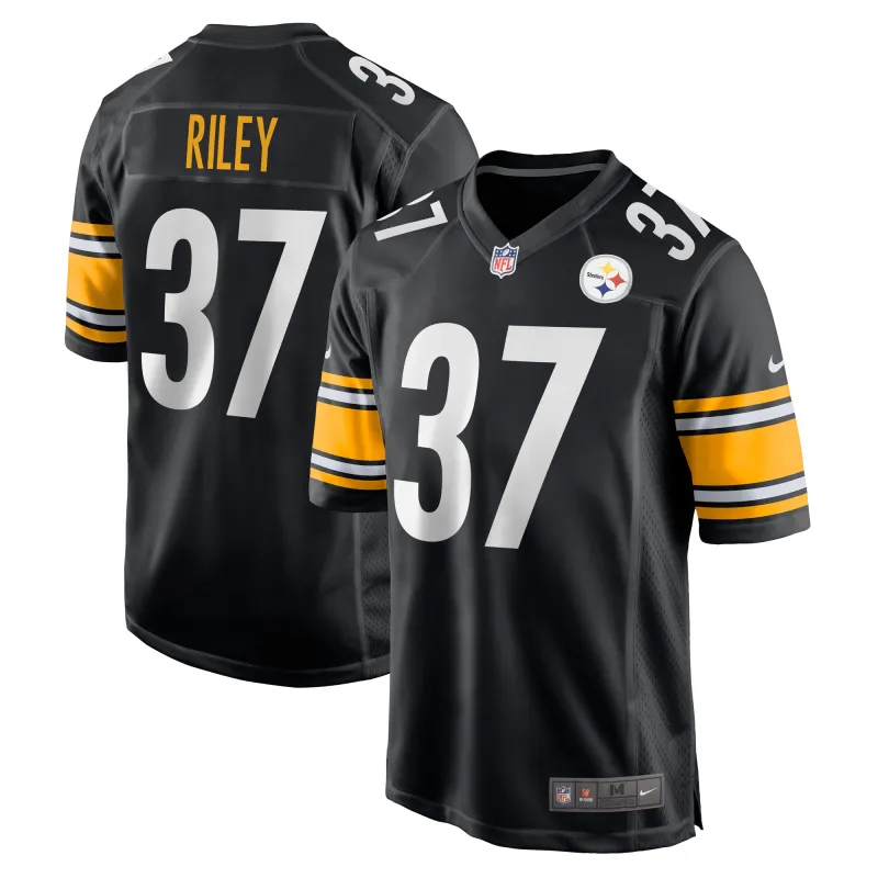 Men's Pittsburgh Steelers Elijah Riley Black Game Player Jersey