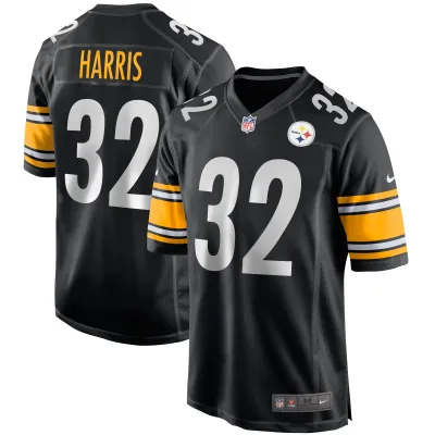 Men's Pittsburgh Steelers Franco Harris  Black Game Retired Player Jersey 01