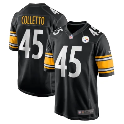 Men's Pittsburgh Steelers Jack Colletto  Black Game Jersey 01