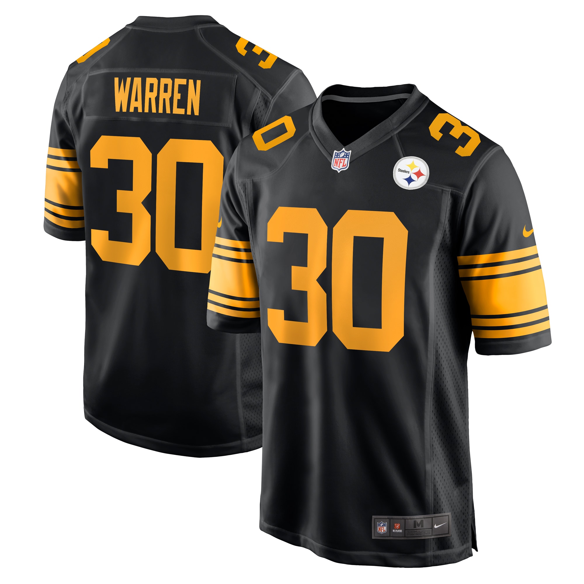 Men's Pittsburgh Steelers Jaylen Warren  Black Alternate Game Jersey