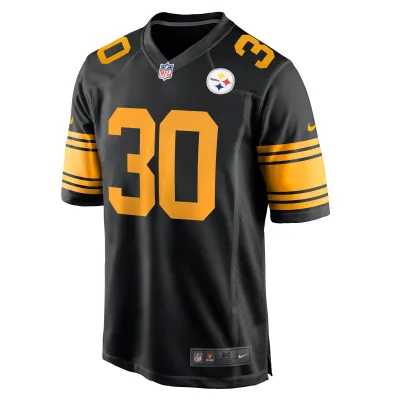 Men's Pittsburgh Steelers Jaylen Warren  Black Alternate Game Jersey 02