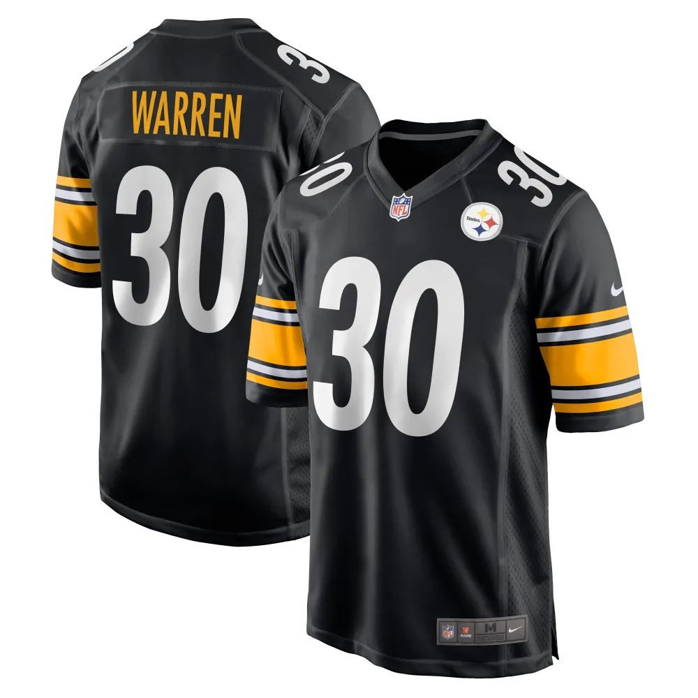 Men's Pittsburgh Steelers Jaylen Warren Black Game Player Jersey