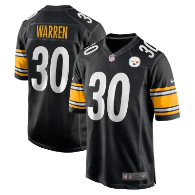 Men's Pittsburgh Steelers Jaylen Warren Black Game Player Jersey 01