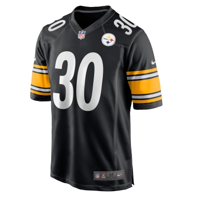 Men's Pittsburgh Steelers Jaylen Warren Black Game Player Jersey 02