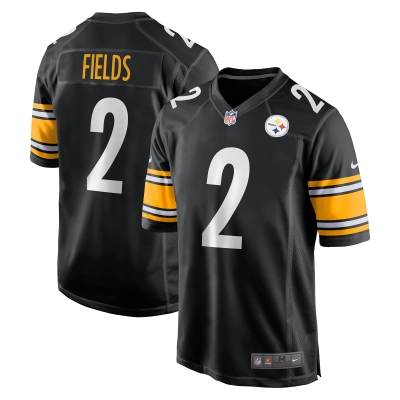 Men's Pittsburgh Steelers Justin Fields Black Game Player Jersey 01