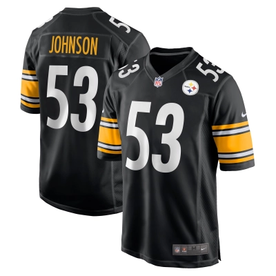 Men's Pittsburgh Steelers Kyron Johnson  Black Game Jersey 01