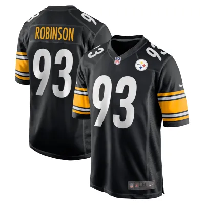 Men's Pittsburgh Steelers Mark Robinson Black Game Player Jersey 01