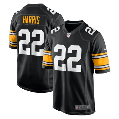 Men's Pittsburgh Steelers Najee Harris Black Game Player Jersey 01