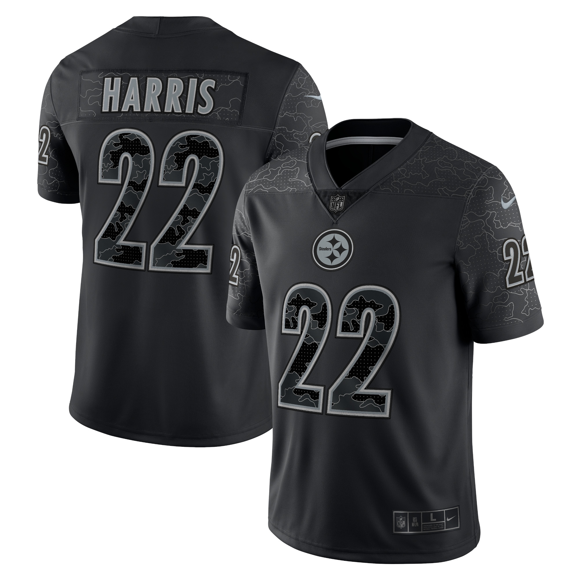 Men's Pittsburgh Steelers Najee Harris Black RFLCTV Limited Jersey