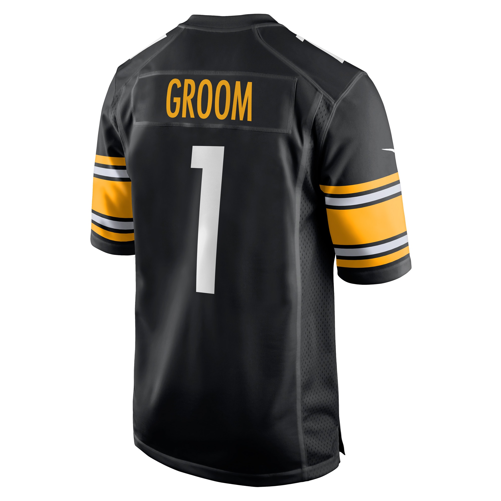 Men's Pittsburgh Steelers Number 1 Groom Black Game Jersey