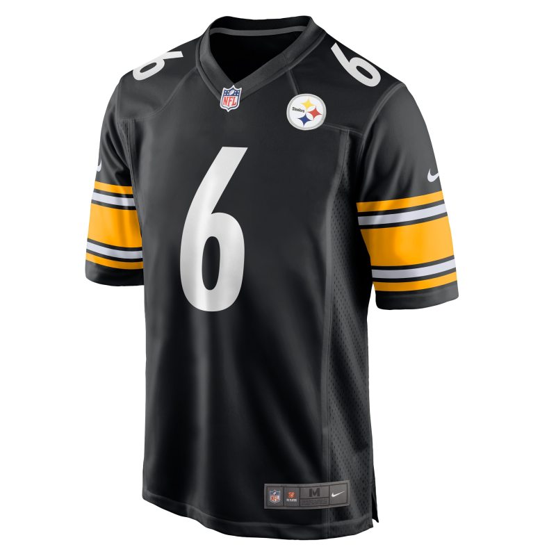 Men's Pittsburgh Steelers Patrick Queen Black Game Player Jersey