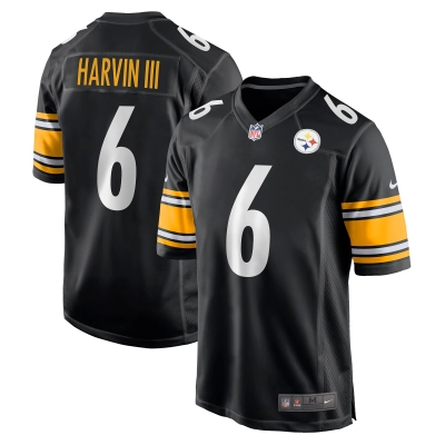 Men's Pittsburgh Steelers Pressley Harvin III Black Game Jersey 01