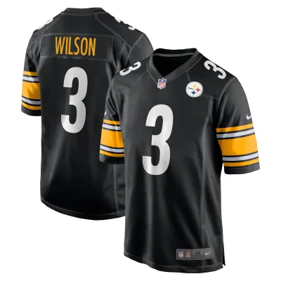 Men's Pittsburgh Steelers Russell Wilson Black Game Jersey 01