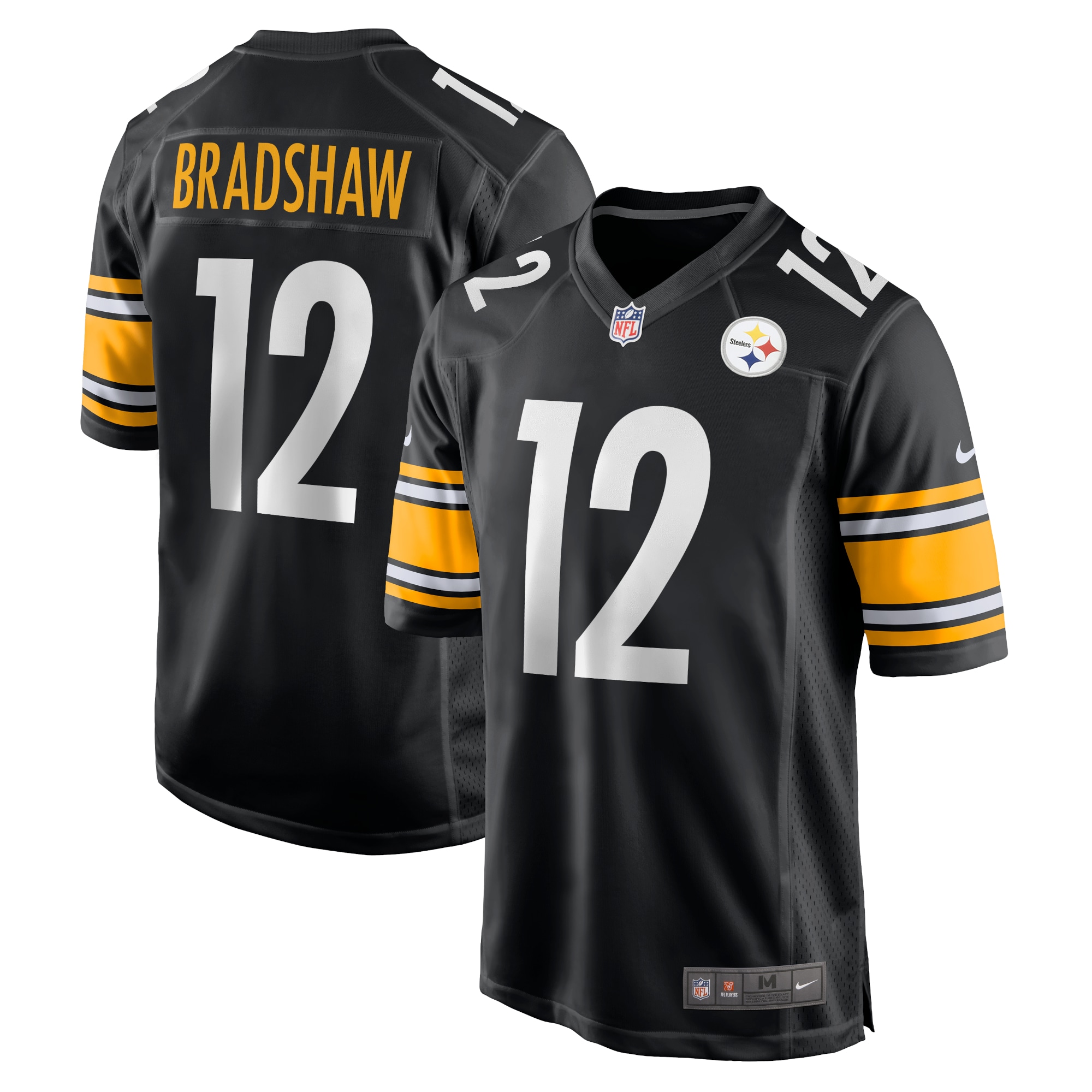Men's Pittsburgh Steelers Terry Bradshaw Black Retired Player Game Jersey