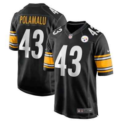 Men's Pittsburgh Steelers Troy Polamalu Black Retired Player Game Jersey 01