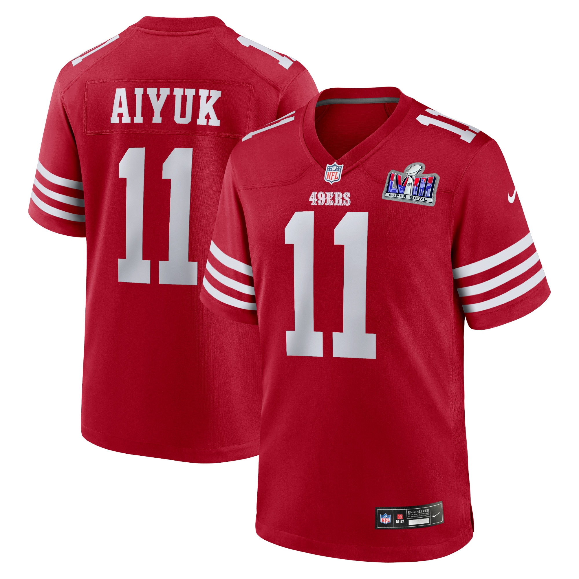 Men's San Francisco 49ers Brandon Aiyuk Scarlet Super Bowl LVIII Game Jersey