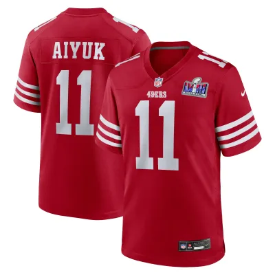 Men's San Francisco 49ers Brandon Aiyuk Scarlet Super Bowl LVIII Game Jersey 01