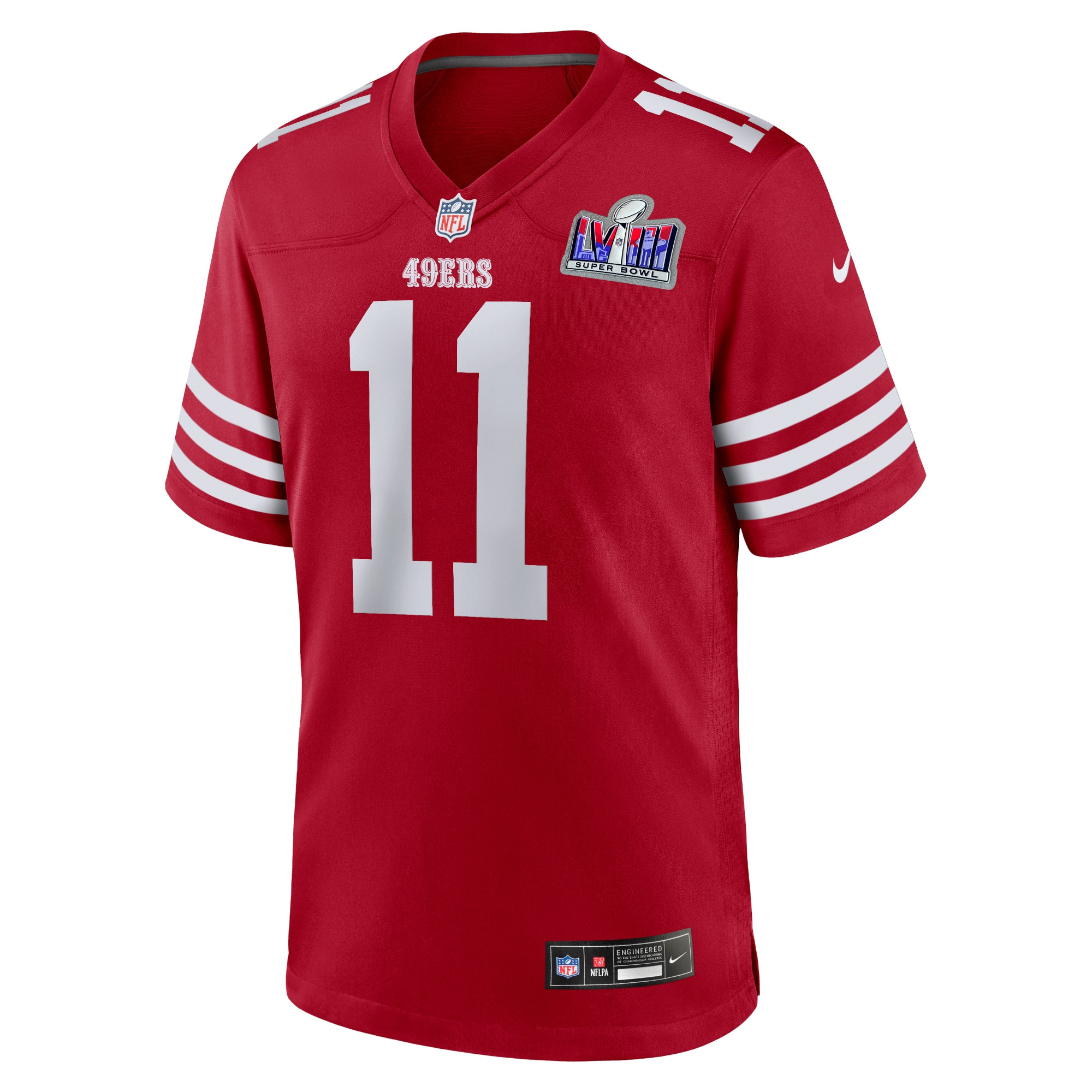Men's San Francisco 49ers Brandon Aiyuk Scarlet Super Bowl LVIII Game Jersey