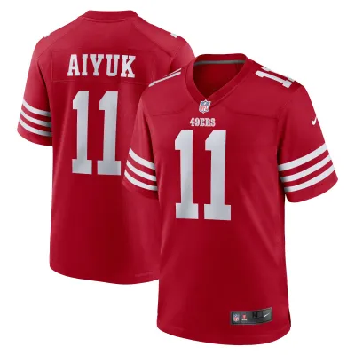 Men's San Francisco 49ers Brandon Aiyuk Scarlet Team Player Game Jersey 01