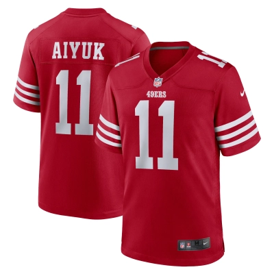 Men's San Francisco 49ers Brandon Aiyuk Scarlet Team Player Game Jersey 01