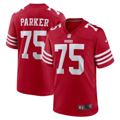Men's San Francisco 49ers Brandon Parker  Scarlet Team Game Jersey 01