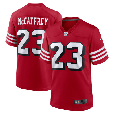 Men's San Francisco 49ers Christian McCaffrey Scarlet Alternate Game Player Jersey 01