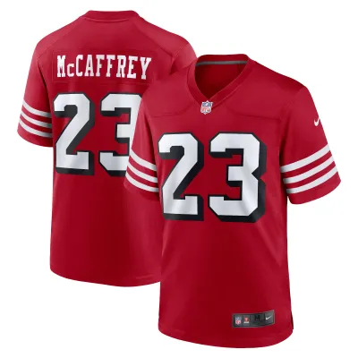 Men's San Francisco 49ers Christian McCaffrey Scarlet Alternate Game Player Jersey 01