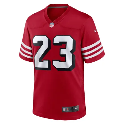Men's San Francisco 49ers Christian McCaffrey Scarlet Alternate Game Player Jersey 02