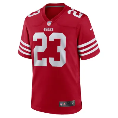 Men's San Francisco 49ers Christian McCaffrey Scarlet Game Player Jersey 02